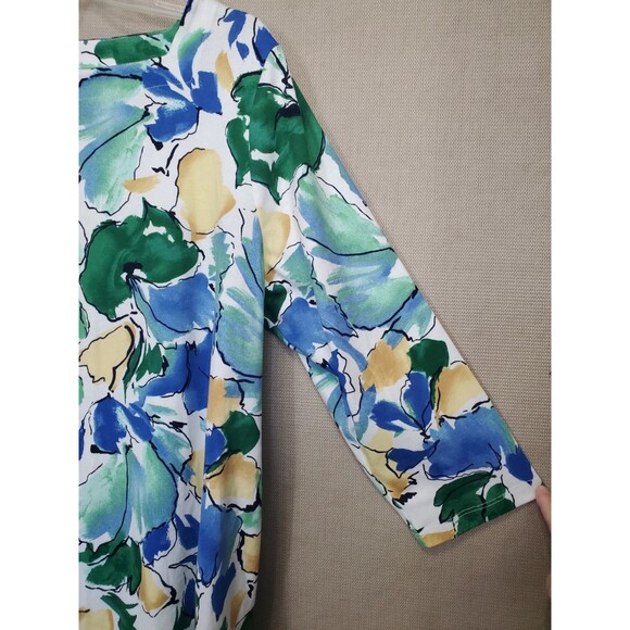 Chico's Pima Cotton Floral Print Square Neck 3/4 Sleeve Tunic Size 3 (XL) - Picture 2 of 6